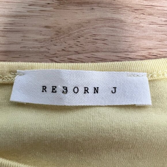 Reborn J Womens Blouse Solid Yellow Long Sleeve Scoop Neck Stretch Knit M - Picture 10 of 10